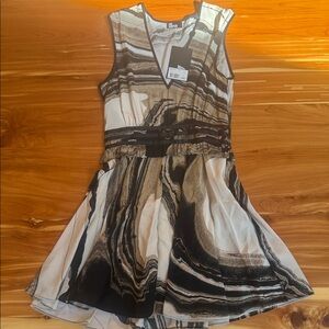 The Kooples Black and Cream Mini Dress